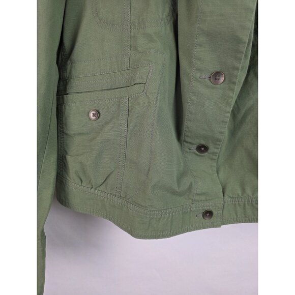 Eddie Bauer Ripstop Women's Jacket Size Large Green Cropped Military Coat - Picture 5 of 16